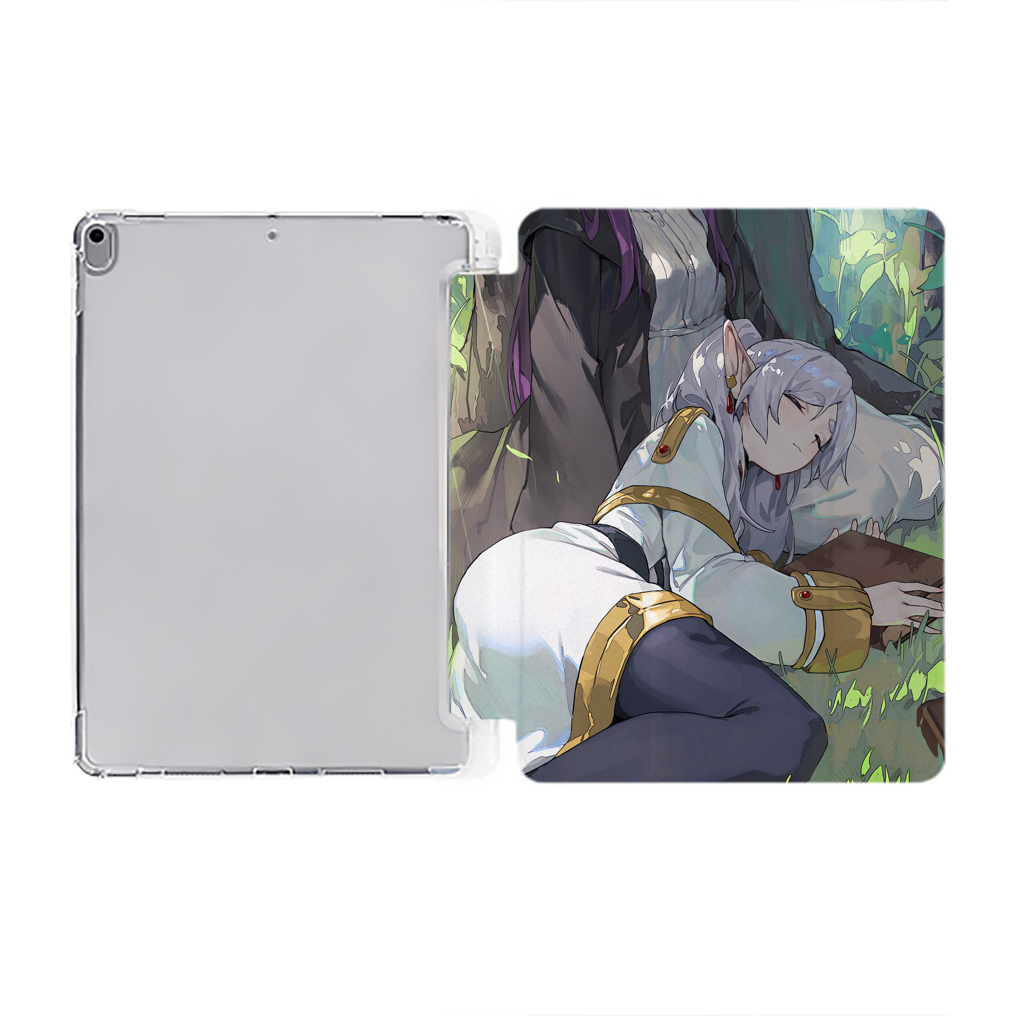 （画像用） 葬送のフリーレン Frieren IPad ケース ペン収納付き 三つ折りスタンド PUレザー×シリコン 対応機種9.5/10.5/10.9インチ